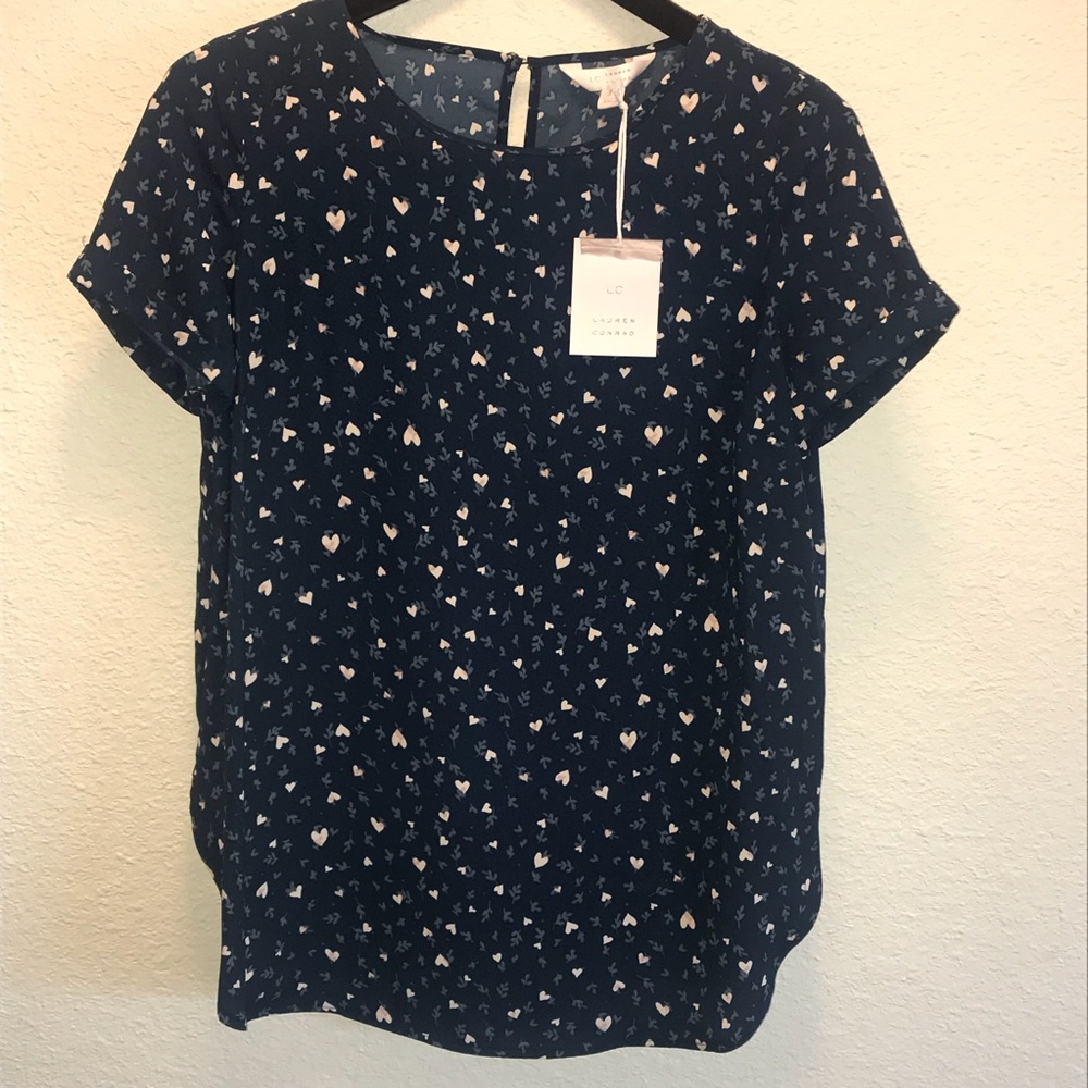 Lauren Conrad Heart & Leaf Patterned Blouse